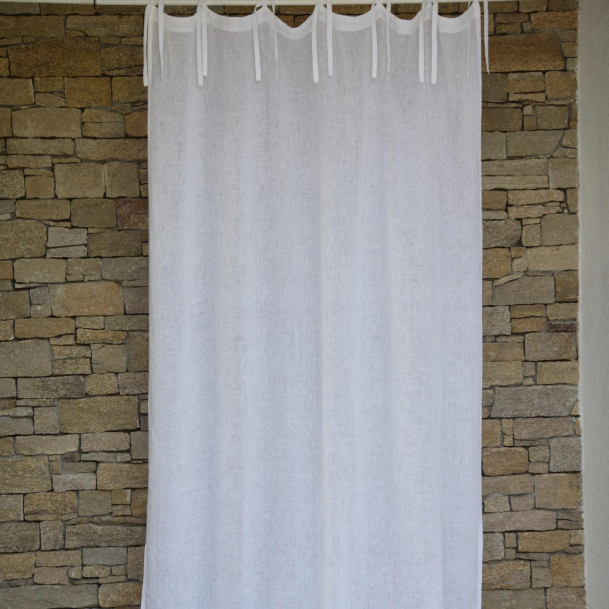 Rideau gaze de lin lavé blanc - Maison d'été