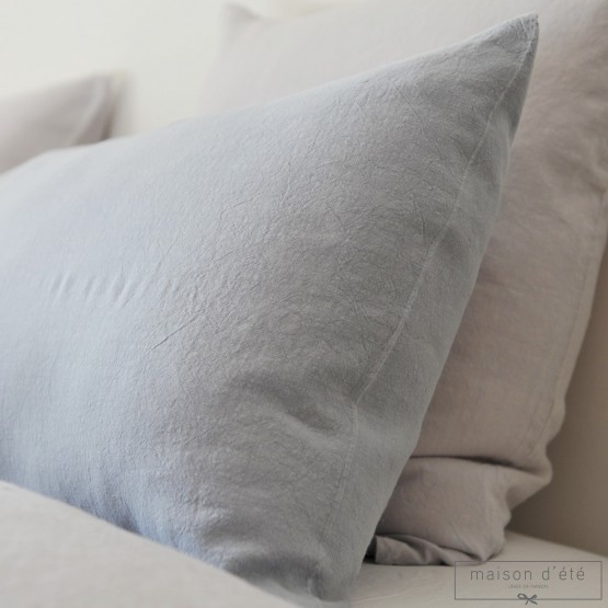 pebble gray washed linen pillow case