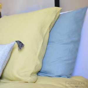 Lima yellow washed linen pillowcases