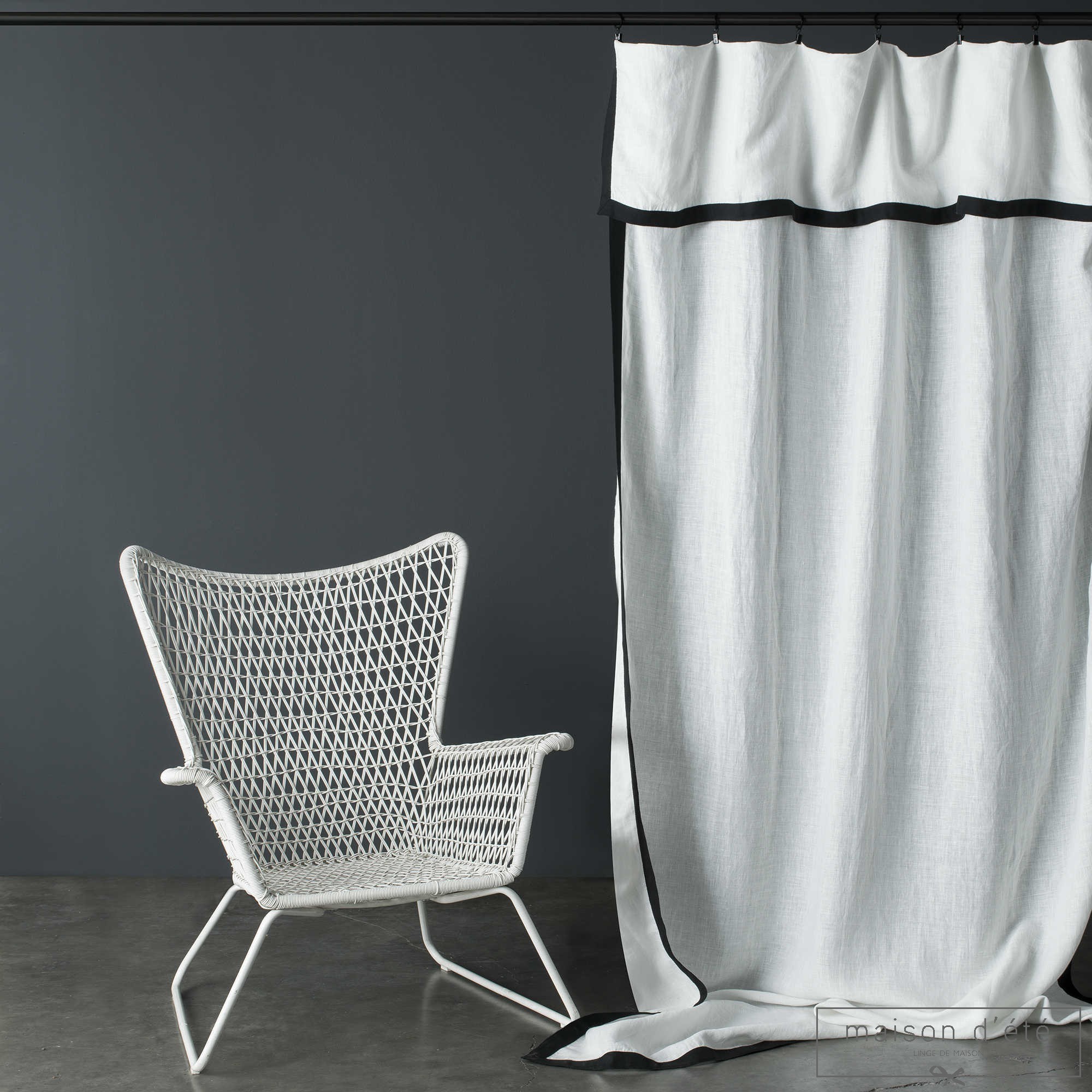 Rideau lin lavé Nice bords noirs 140X270 CM