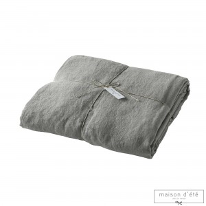 Mid grey stone washed linen comforter cover
