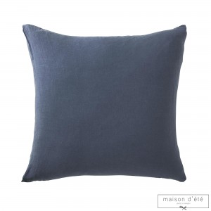 Taie d'oreiller lin stone washed bleu nuit