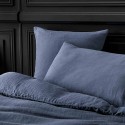 Taie d'oreiller lin stone washed bleu nuit
