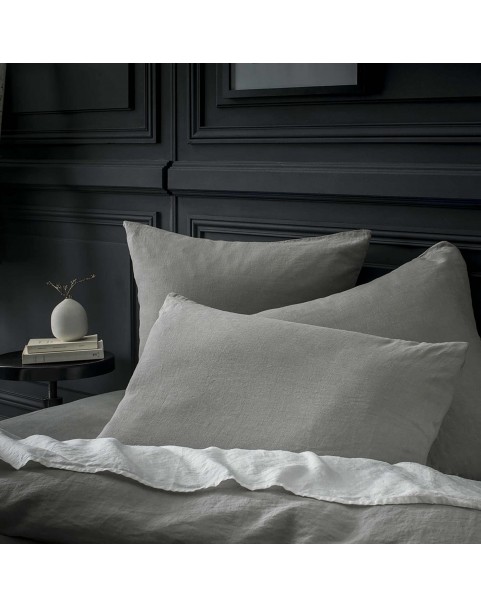 Nil blue washed linen fitted sheet