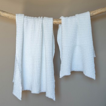 Serviette de toilette en coton gaufré blanc