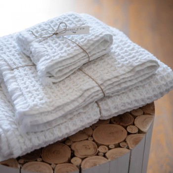 White waffle cotton towel