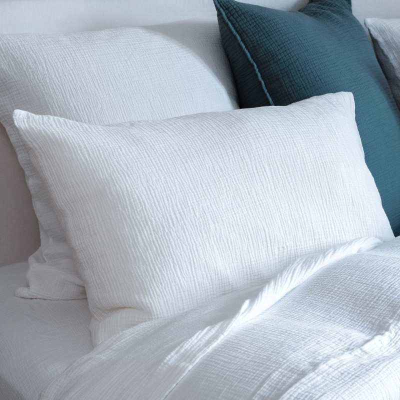 White cotton gauze pillow cover