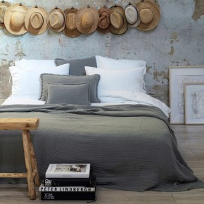 Dessus de lit Ibiza glacier en gaze de coton