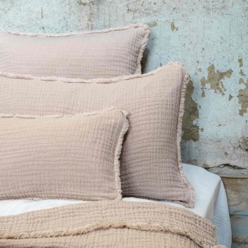 Housse de coussin Ibiza nude en gaze de coton