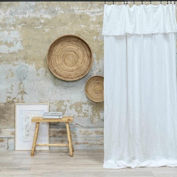 Linen Washed Milk Frayed Curtain 140X290 CM