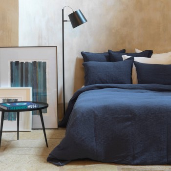 Housse de couette en gaze de coton Bleu nuit