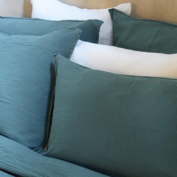 Emerald cotton gauze pillow cover