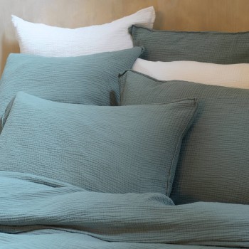 Mineral blue cotton gauze pillow cover