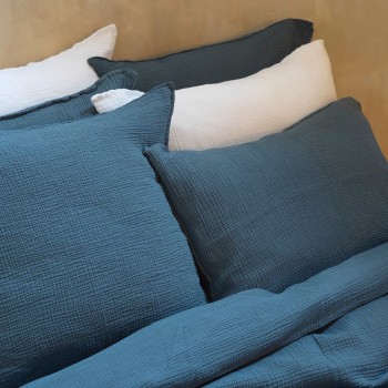 Storm blue cotton gauze pillow cover