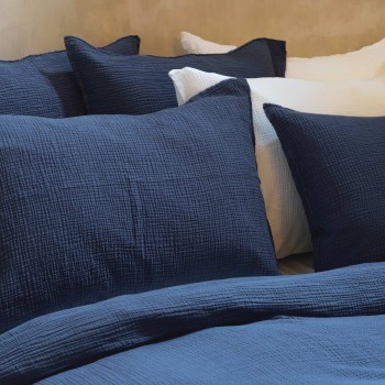 Night blue cotton gauze pillow cover