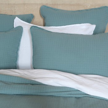 Cushion cover Minorca cotton guaze mineral blue