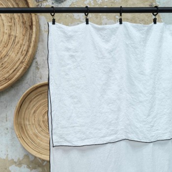 Curtain linen washed white black bourdon