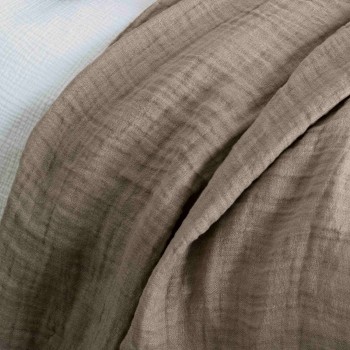 dessus de lit lin lavé gaufré taupe
