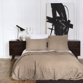 Capri bedspread waffle linen grege.