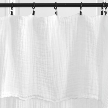rideau en lin gaufré blanc avec rabat