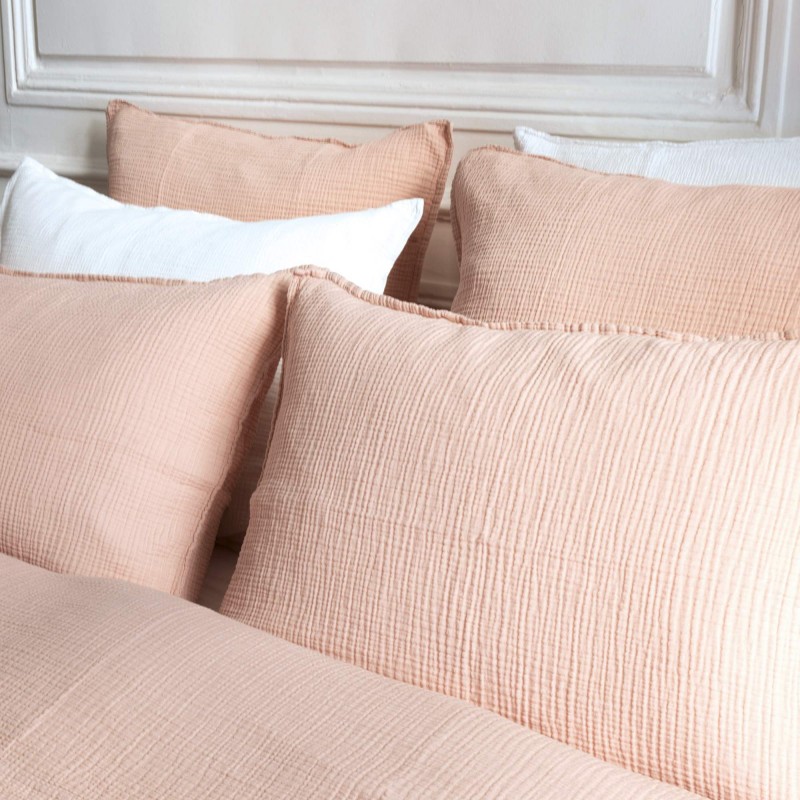 Powder pink cotton gauze pillow cover