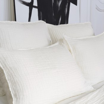 housse de coussin en lin gaufré milk