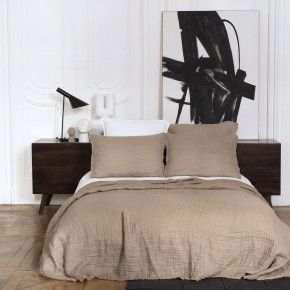 housse de coussin lin gaufré grège