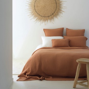 MARSEILLE BEDCOVER IN TERRA COTTA COTTON GAUZE