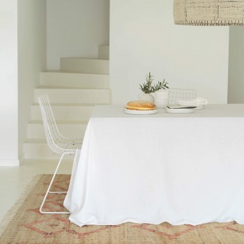 Tablecloth in white cotton gauze