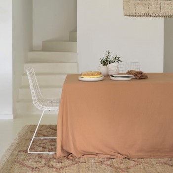 tablecloth in terra cotta cotton gauze