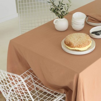tablecloth in terra cotta cotton gauze