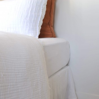 White Cotton Gauze Fitted Sheet