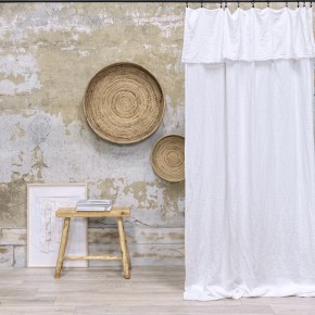 Linen Washed White Frayed Curtain 137X290 CM