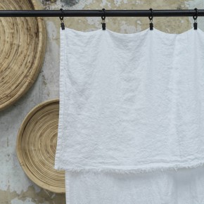 Linen Washed White Frayed Curtain 137X290 CM