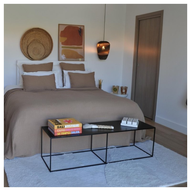 Tino Waffle Cotton and Linen Bedspread in Cinnamon
