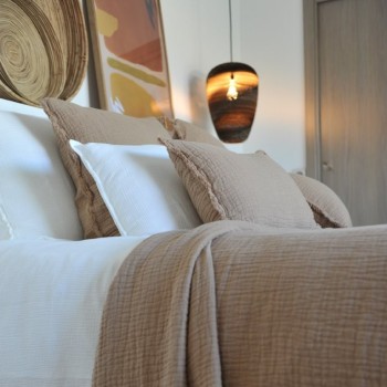 Tino Waffle Cotton and Linen Bedspread in Cinnamon