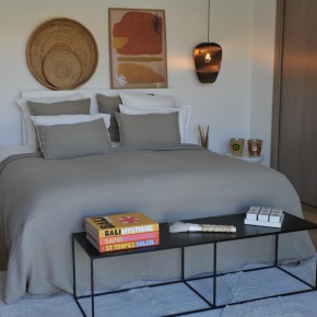 Tino Waffle Cotton and Linen Bedspread in Cappuccino
