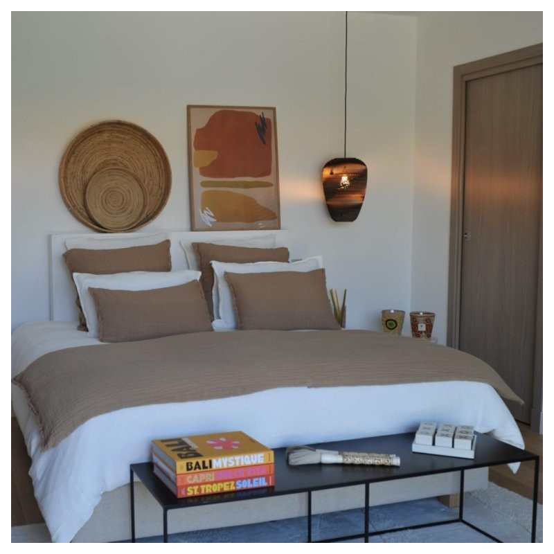 Tino Cinnamon Embossed Linen and Cotton Duvet, 85x200 cm