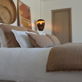 Tino Cinnamon Embossed Linen and Cotton Duvet, 85x200 cm
