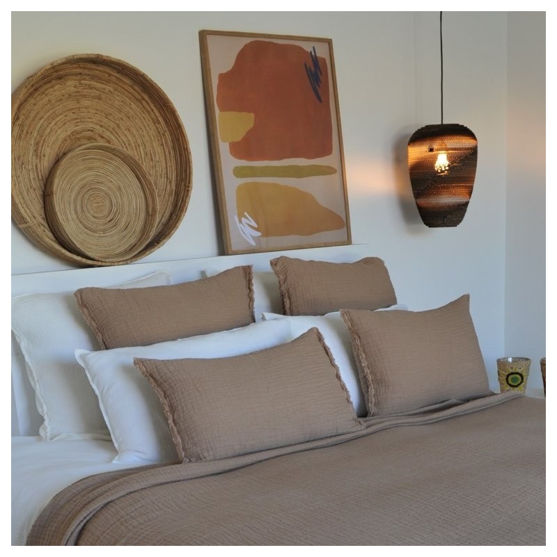 Tino Cinnamon Embossed Linen and Cotton Cushion Cover 65x65 cm