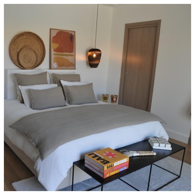 Tino Cappuccino Embossed Linen and Cotton Duvet, 85x200 cm