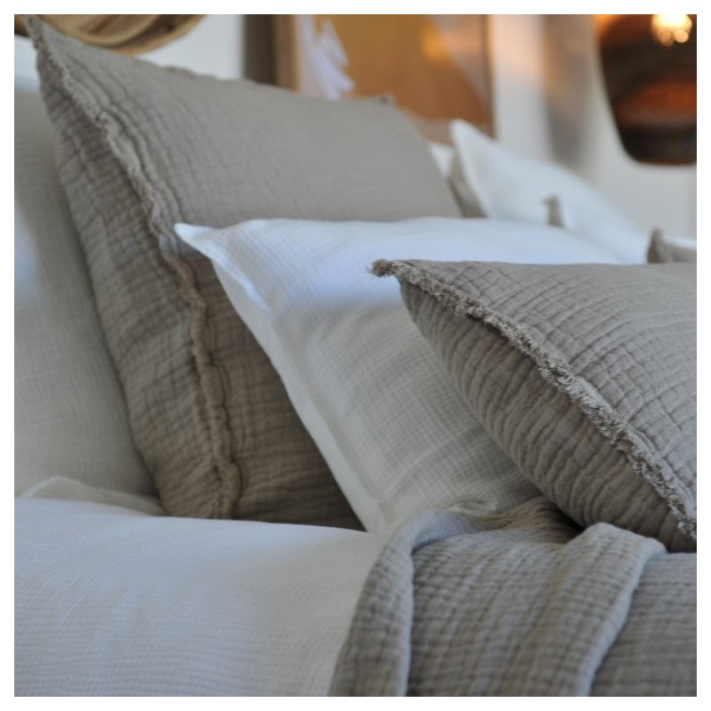 Tino Cappuccino Embossed Linen and Cotton Cushion Cover, 65x65 cm