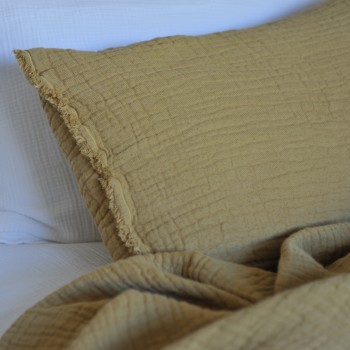 Tino Cotton and Linen Cushion in Curry 40x60 cm