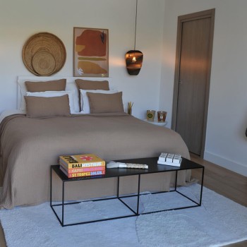 Tino Waffle Cotton and Linen Bedspread in Cinnamon