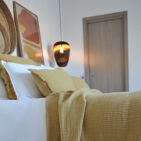 Tino Waffle Cotton and Linen Bedspread in Curry