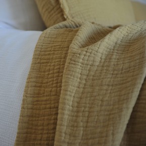 Tino Waffle Cotton and Linen Bedspread in Curry