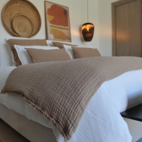 Tino Cinnamon Embossed Linen and Cotton Duvet, 85x200 cm