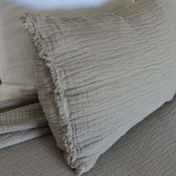 Housse de coussin Tino lin et coton Gaufré Cappuccino
