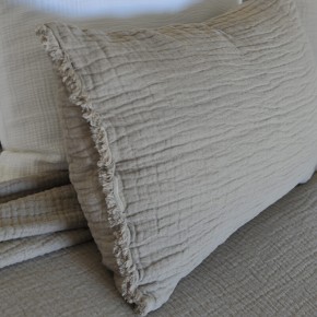 Housse de coussin Tino lin et coton Gaufré Cappuccino