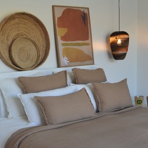 Tino Cinnamon Embossed Linen and Cotton Cushion Cover 65x65 cm